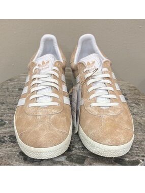Adidas Gazelle Suede Sneakers in Tan and White
